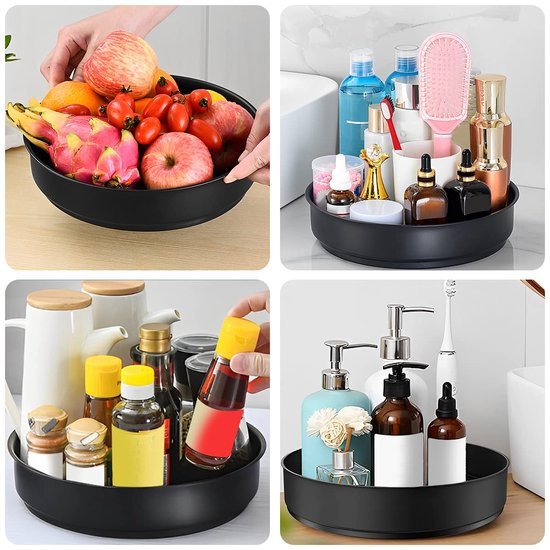 Unyqoos® Stijlvol Draaiplateau voor Keuken en Eetkamer met 360 Graden Rotatie in Zwart Roestvrij Staal