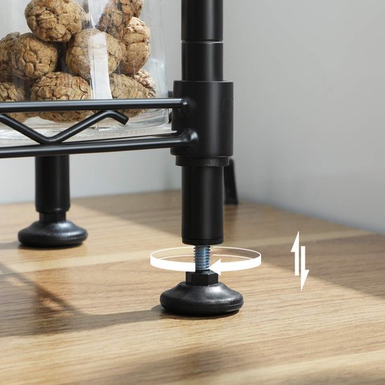 Unyqoos® Stijlvol Zwart Keukenrek met 3 Verstelbare Niveaus voor Kruidenopslag