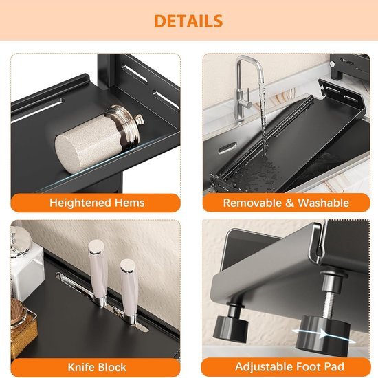 550x550-35827.jpg Unyqoos® Stijlvol en Functioneel Staand Kruidenrek met Verstelbare Hoogte en Messengreep, 3 Etages, Zwart Metaal