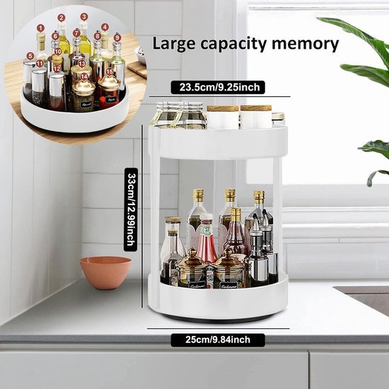 Unyqoos® Multifunctioneel 360 Graden Draaiplateau voor Keuken en Badkamer Organisatie, 26 cm, Wit