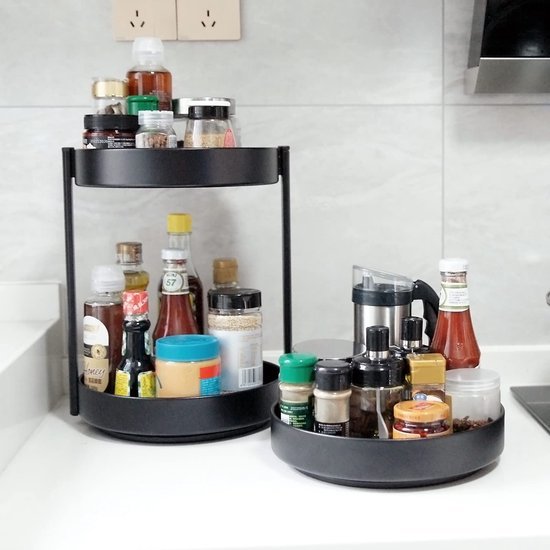 Unyqoos® Multifunctioneel Draaibaar Kruidenrek met Twee Verdiepingen voor Keuken en Badkamer