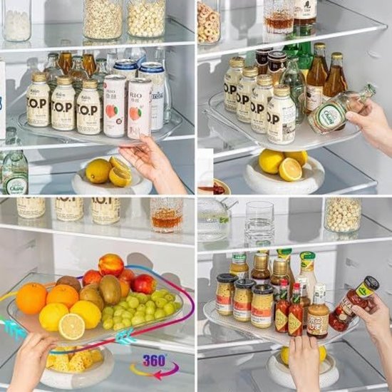 Unyqoos® Draaibare en transparante tafelorganizer voor efficiënte keukenopslag