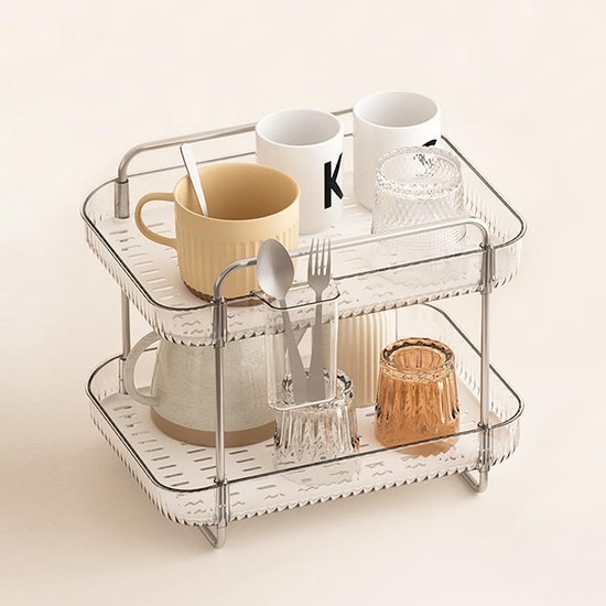 Unyqoos® Tweelaags afdruiprek met uitneembare lekbak voor keuken en badkamer
