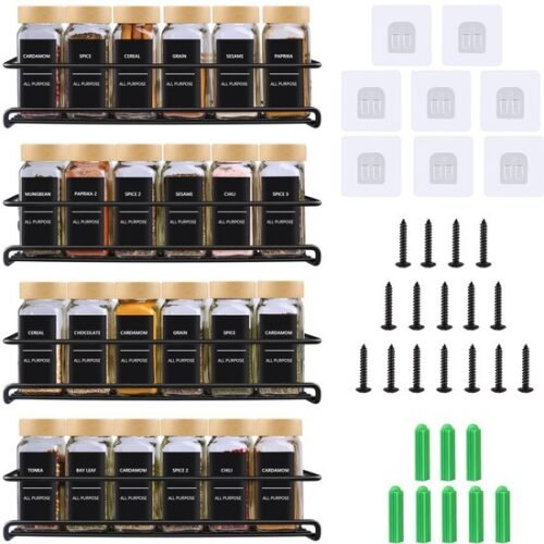 Unyqoos® Ruimtebesparende kruidenorganizer met vier niveaus voor keuken en kantoor