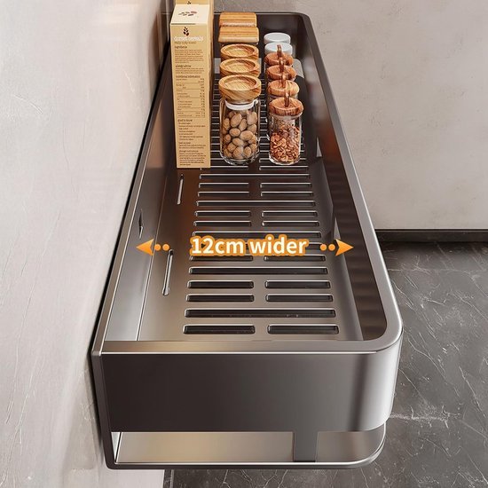 550x550-35905.jpg Unyqoos® Set van 2 metalen wandgemonteerde kruidenrekken met haken voor keukenorganisatie