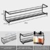 Unyqoos® Kruidenrek Met Zelfklevende Installatie Voor Keuken, Wandmontage Zonder Boren, 4-Delige Set, Metaal, Zwart