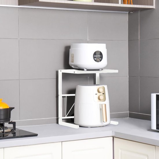 Unyqoos® Twee-laags multifunctioneel rek voor keuken, badkamer en bureau organisatie