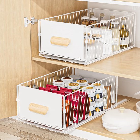 Unyqoos® Uittrekbare telescopische kastlade voor keuken, eenvoudig te installeren en zonder boren, 24 x 40 x 17 cm