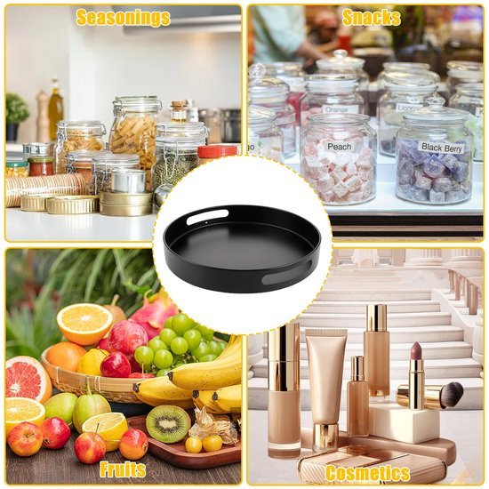 Unyqoos® Dubbel Zwart Draaiplateau voor Keuken en Badkamer, 30 cm Metaal