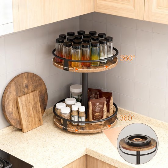 Unyqoos® Draaibare keukenorganizer met twee lagen voor kruiden en specerijen