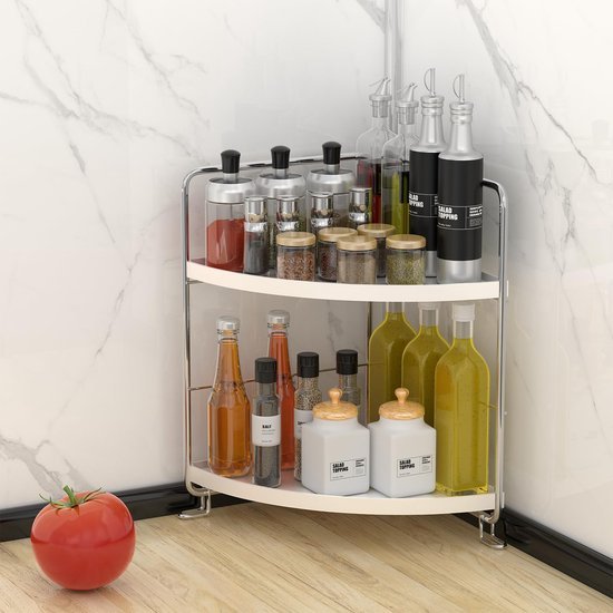 Unyqoos® Dubbel Laags Hoekrek voor Keuken, Badkamer en Woonkamer Organisatie