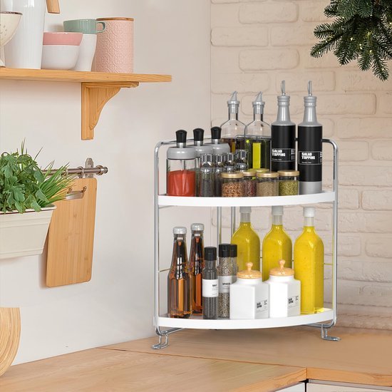 Unyqoos® Dubbel Laags Hoekrek voor Keuken, Badkamer en Woonkamer Organisatie