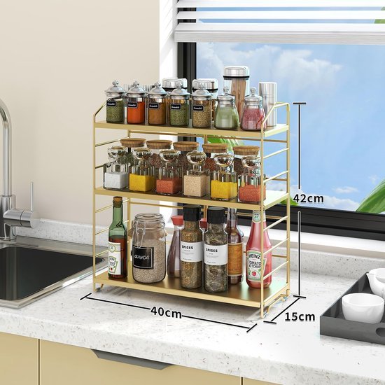 Unyqoos® Flexibel en Ruim 3-Laags Opbergrek voor Keuken, Badkamer en Slaapkamer