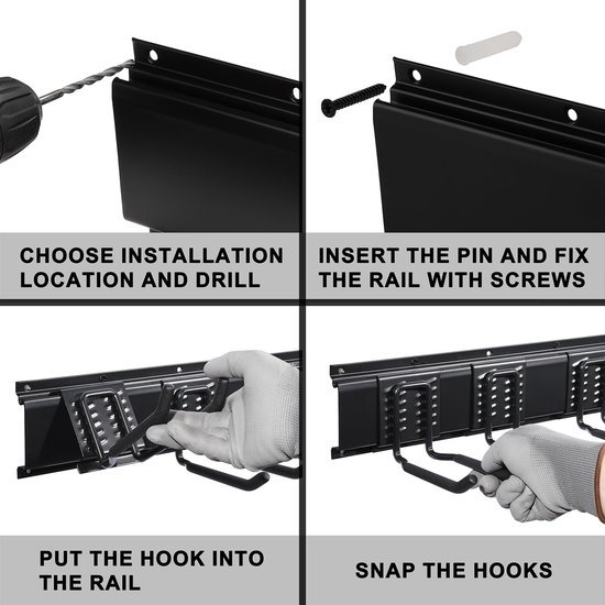 550x550-36019.jpg Unyqoos® Wandgemonteerd Gereedschapsrek voor Garage en Tuin met Verstelbare Haken