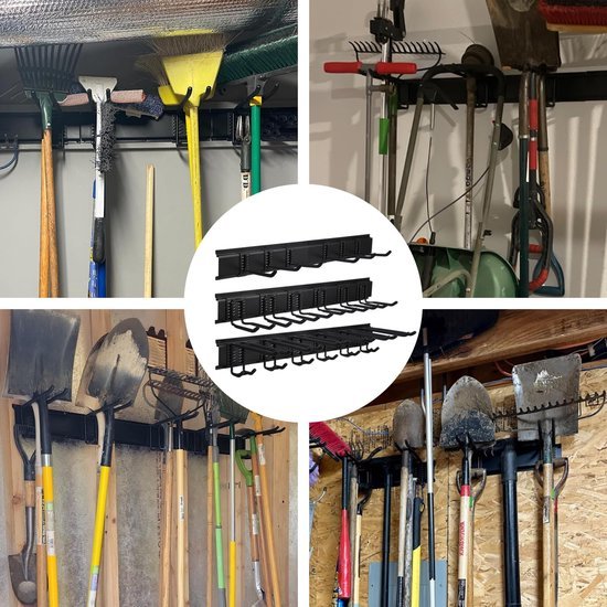 550x550-36020.jpg Unyqoos® Wandgemonteerd Gereedschapsrek voor Garage en Tuin met Verstelbare Haken