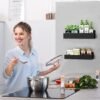 Unyqoos® Magnetische Keuken Organizer Planken voor IJzeren Oppervlakken, Kruidenrek Set van 2 Stuks in Zwart