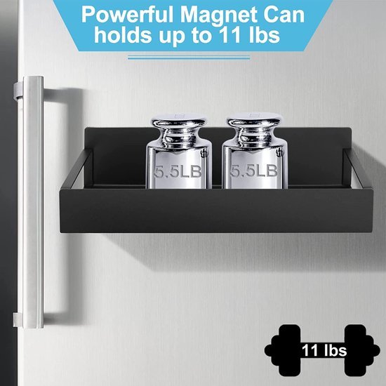 Unyqoos® Magnetische Keuken Organizer Planken voor IJzeren Oppervlakken, Kruidenrek Set van 2 Stuks in Zwart