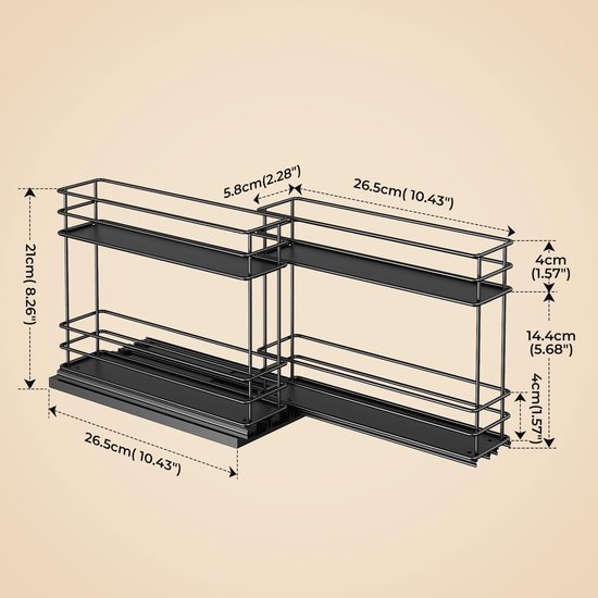 550x550-36056.jpg Unyqoos® Uittrekbaar kruidenrek met twee etages en laden voor makkelijke keukenorganisatie