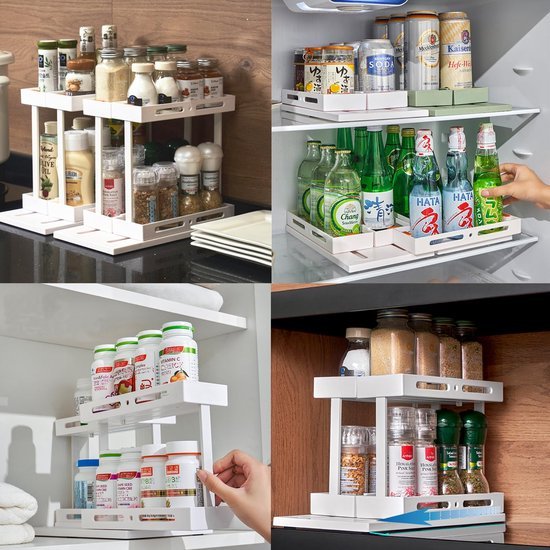Unyqoos® Uittrekbaar en Draaibaar Keukenkruidenrek met Soepele Kogellagers voor Efficiënte Kastorganisatie