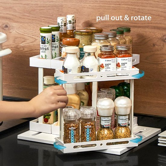 Unyqoos® Uittrekbaar en Draaibaar Keukenkruidenrek met Soepele Kogellagers voor Efficiënte Kastorganisatie