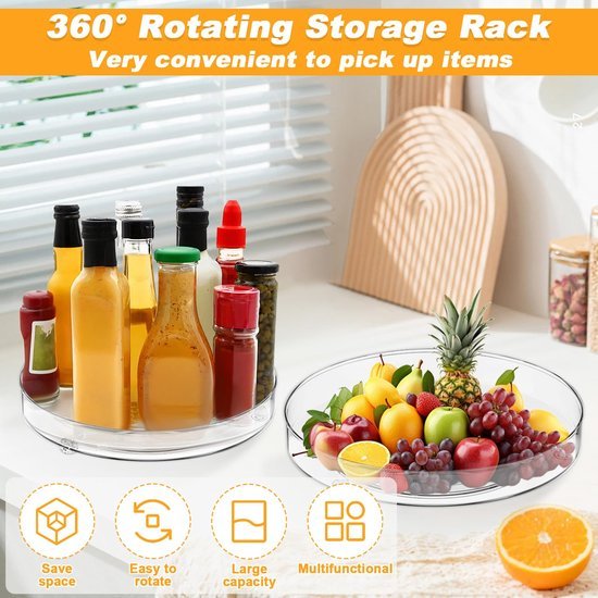 Unyqoos® Transparant Draaibaar Keukenrek voor Efficiënte Kruiden- en Voedselopslag