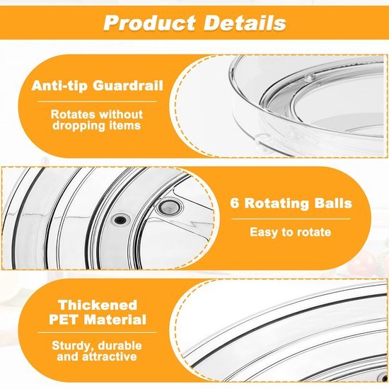 Unyqoos® Transparant Draaibaar Keukenrek voor Efficiënte Kruiden- en Voedselopslag