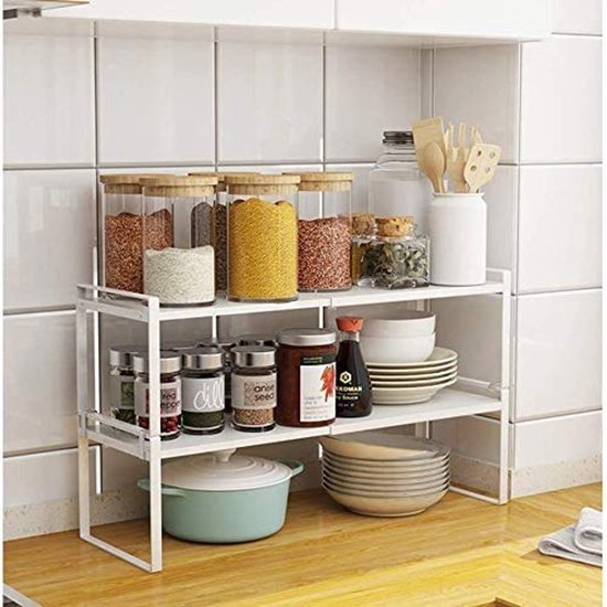 Unyqoos® Verstelbaar en stapelbaar keukenrek voor optimale opslagoplossingen