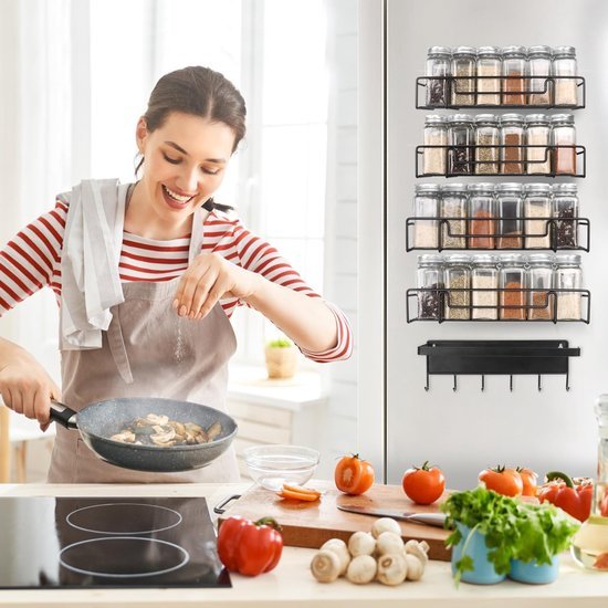Unyqoos® Magneet Keukenorganizer Set met Keukenrolhouder en Haakjes voor Koelkast en Wandmontage