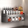 Unyqoos® Metalen kruidenrek voor aan de muur zonder boren met 5 transparante potjes