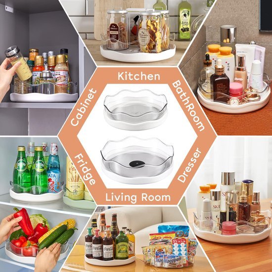 Unyqoos® Uiterst Praktische Draaiplateau Set met 360 Graden Rotatie voor Diverse Opbergoplossingen