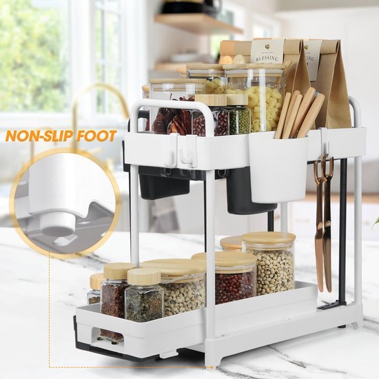 Unyqoos® Keuken en Badkamer Organizer Set van 2 met Haken en Bekers voor Optimale Opbergruimte