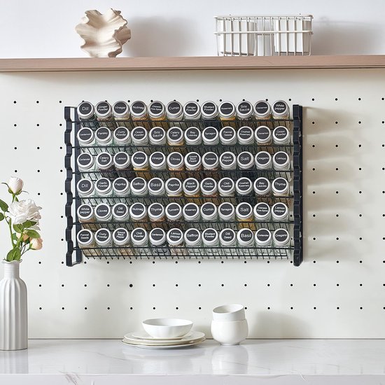 550x550-36201.jpg Unyqoos® Ruim kruidenrek met zes niveaus inclusief 72 glazen potjes en etiketten