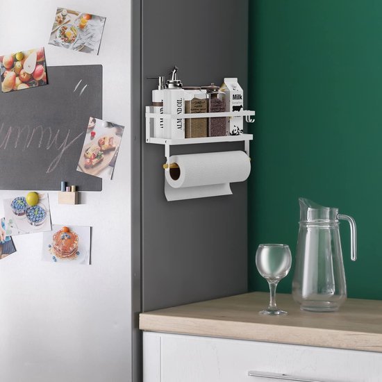 Unyqoos® Kruidenopslag Magnetisch Rek met Handdoekhouder en Inklapbaar Ontwerp voor Keukenorganisatie