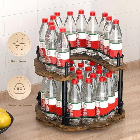 Unyqoos® Draaibaar kruidenrek in hout met verstelbare hoogtes voor keukenorganisatie