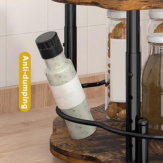 Unyqoos® Draaibaar kruidenrek in hout met verstelbare hoogtes voor keukenorganisatie