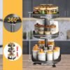 Unyqoos® Kruidenrek Organizer met Draaiplateau en Hoogteverstelling voor Keuken en Badkamer