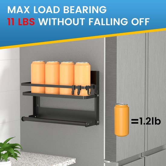 Unyqoos® Ruimtebesparend Zwart Wandrek met Keukenrolhouder en Haken voor Keuken en Badkamer