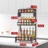 Unyqoos® Stijlvol en ruimtebesparend zwart kruidenrek met drie niveaus voor keuken