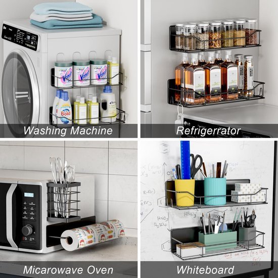 Unyqoos® Magneetisch Keukenrek voor Koelkast - 8-Delige Set met Sterke Magneten en Extra Opslagmogelijkheden