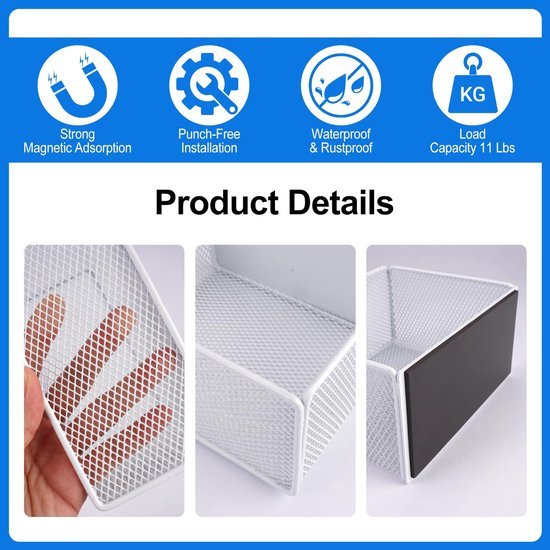 550x550-36382.jpg Unyqoos® Wit magnetisch keukenrek voor kruiden en meer zonder boren