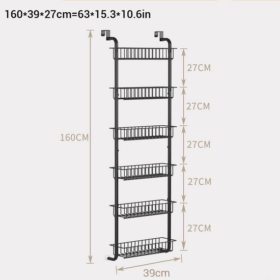 Unyqoos® Handige Deurhangorganizer met 6 Manden voor Multifuntioneel Gebruik in Huis
