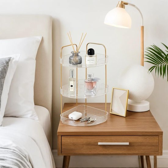 Unyqoos® Drie-laags hoekplank voor op het bureau ideaal voor badkamer of kantoor