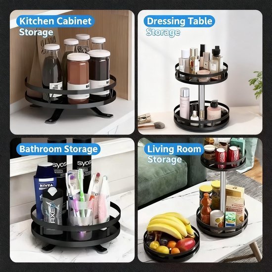 Unyqoos® Draaibaar kruidenrek met twee niveaus voor keuken en badkamer