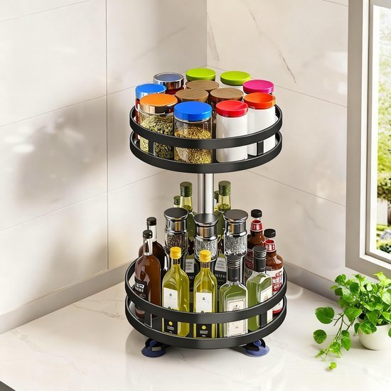Unyqoos® Draaibaar kruidenrek met twee niveaus voor keuken en badkamer