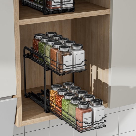 Unyqoos® Uittrekbaar en Verstelbaar Keukenkruidenrek voor Optimale Kastorganisatie