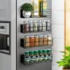 Unyqoos® Magnetisch Keuken Kruidenrek voor Koelkast - Set van 4 Zwarte Planken voor Ruimtebesparing