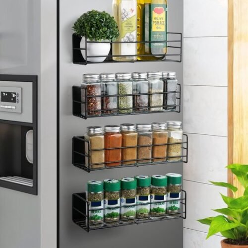 550x550-36466.jpg Unyqoos® Magnetisch Keuken Kruidenrek voor Koelkast - Set van 4 Zwarte Planken voor Ruimtebesparing