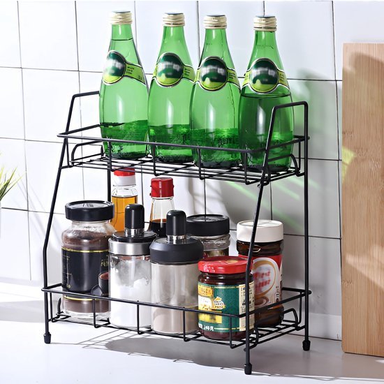 Unyqoos® Ruimtebesparend Metalen Keukenrek met Twee Niveaus voor Organisatie
