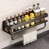 Unyqoos® Kruidenrek zonder boren voor muurmontage, multifunctionele kruidenhouder, zwart, 30 x 10 x 8 cm