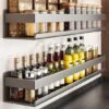 Unyqoos® Kruidenrek zonder boren voor muurmontage, multifunctionele kruidenhouder, zwart, 30 x 10 x 8 cm